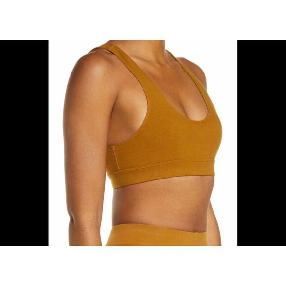 Good American Lounge Scoop Bralette Crop Top Brown New - Picture 2 of 5